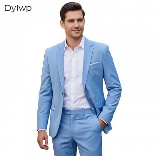 Conjuntos Masculinos Moda Slim Fit Blazer E Calças Compridas Negócios Formais