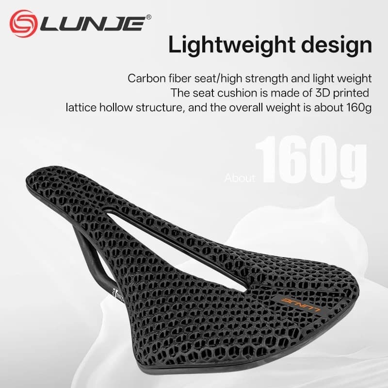 Selim LUNJE3D de fibra de carbono para bicicleta de montanha e estrada, oco, confortável e ultraleve.