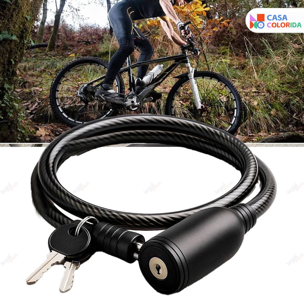 Trava Cabo De Aço 7,5mm 65cm Antifurto Segurança Moto Bike Portão Cadeado Com Duas Chaves