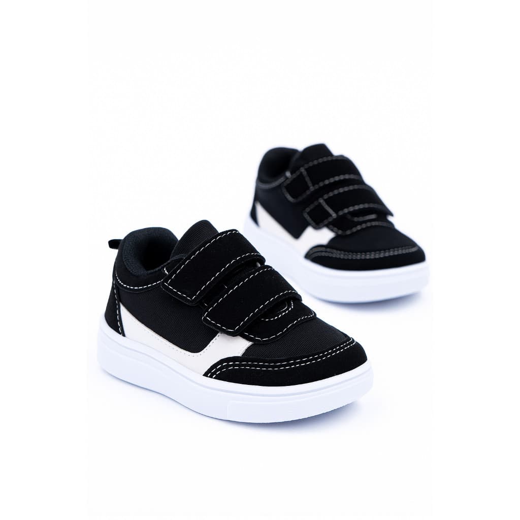 Tênis Bebê e Infantil Preto e Branco com Velcro –  Escola - Confortável