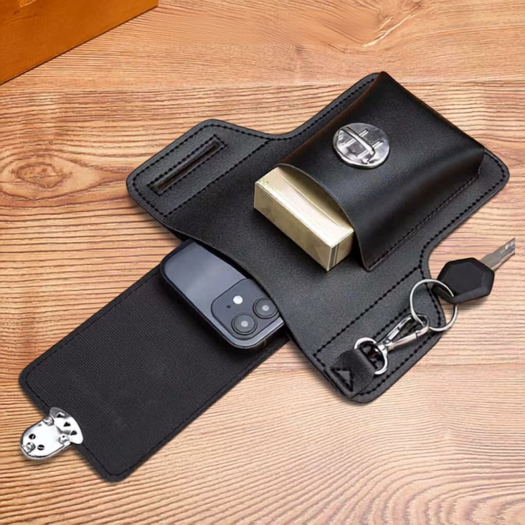 Case Porta Celular para Cinto Couro Porta Objetos Chaveiro Organizador Profissional Resistente