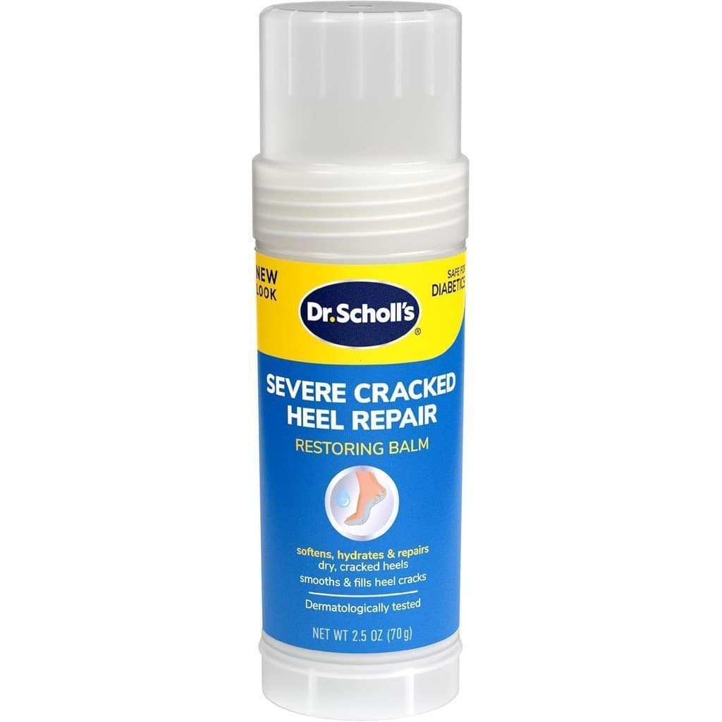 Creme Reparador de Calcanhares Dr. Scholl's 2,5 oz, contém 25% de ureia, adequado para pés secos e rachados.