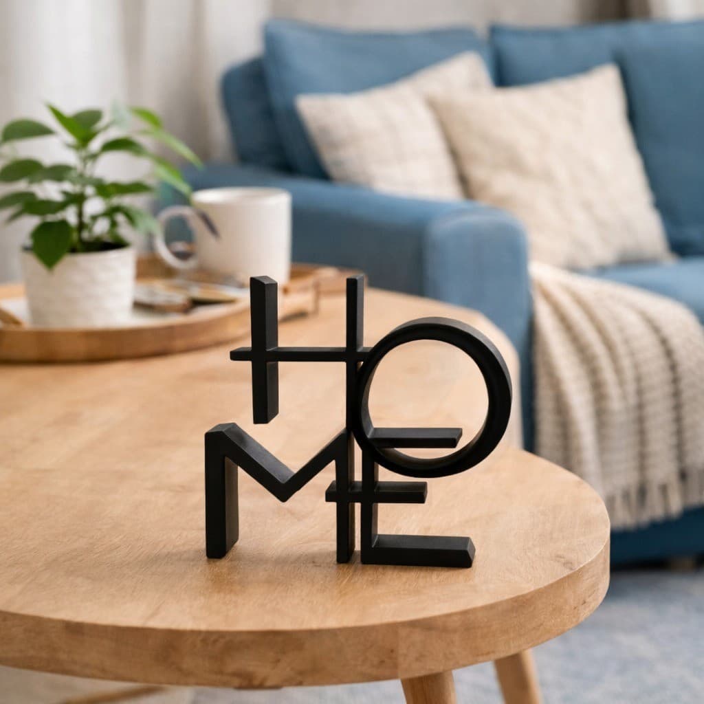 Escultura Decorativa HOME – Enfeite Moderno para Sala e Escritório