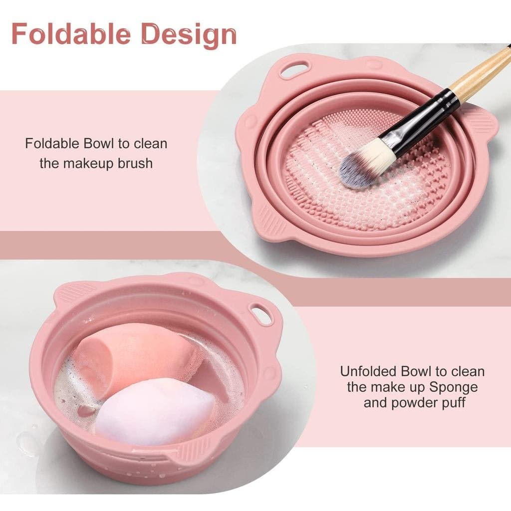 Tigela Dobrável de Silicone para Limpeza de Pincéis de Maquiagem - Ferramenta de Limpeza Portátil Etercycle para Pincéis