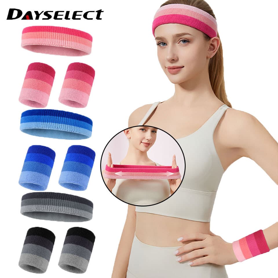 DAYSELECT Conjunto De Toalhas Esportivas Fitness À Prova De Suor Faixa De Cabeça De Basquete Leve E Respirável