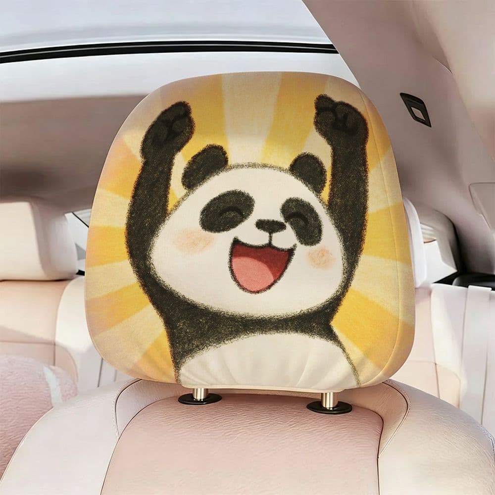 WZLQM Cor Radiação Padrão Feliz Levantar Mão Coelho Capa de Encosto de Cabeça de Carro Cura Pintada à Mão Desenhos Anima