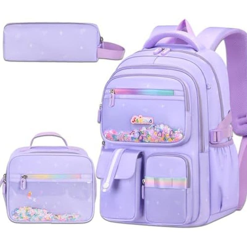 Conjunto De Mochila Infantil 3 Peças , Escolar Com Lancheira & amp ; Estojo Para Lápis , Bolsa Leve À Prova D'água Crian
