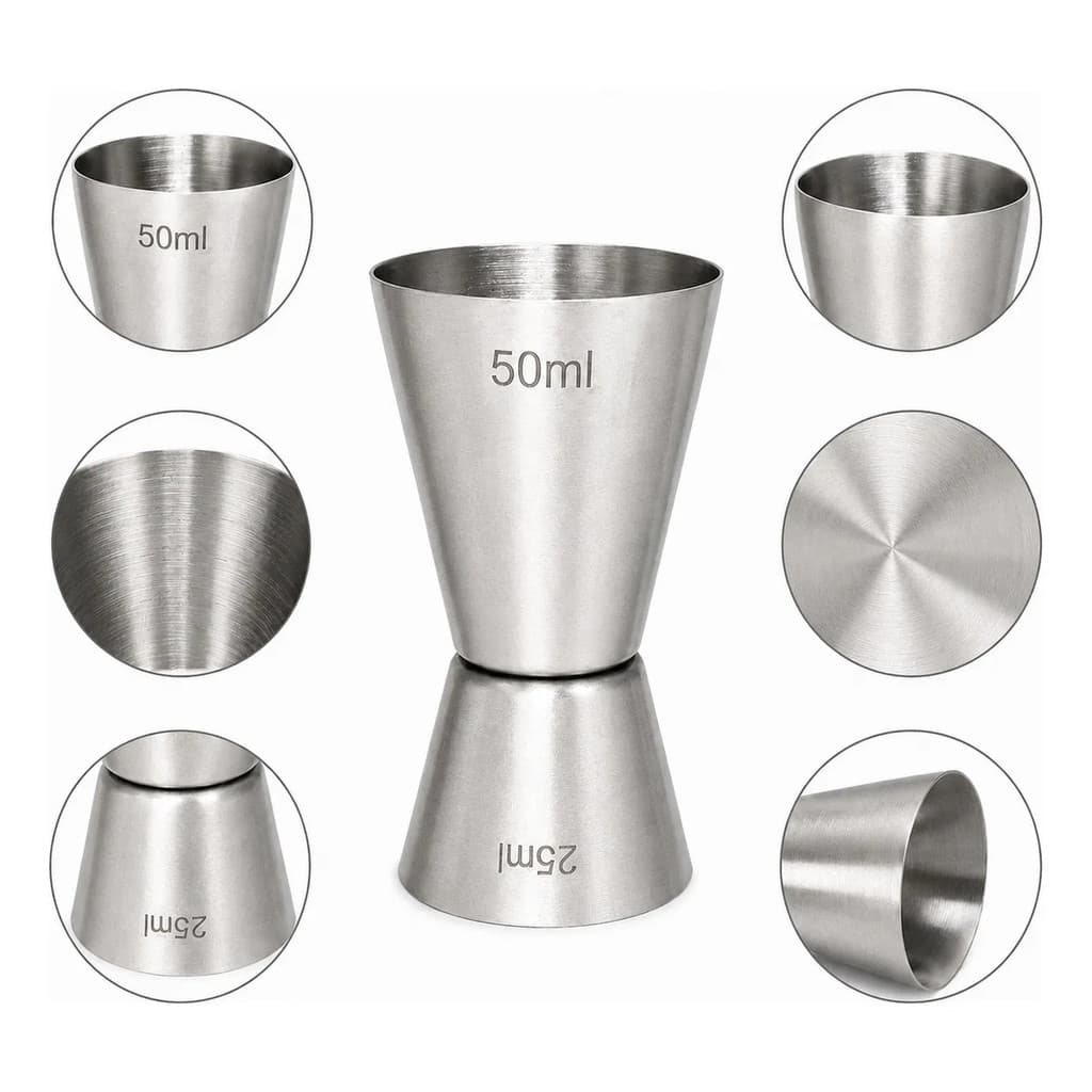 Dosador Duplo de Bebidas Aço Inox Copo Medidor para Drinks Coquetéis Bar Bartender Dose Dupla