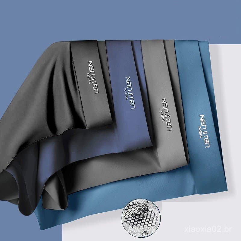 Conjunto de 4 Peças de Boxers Masculinos em Seda Gelada com Grafeno, Confortáveis e Respiráveis, Shorts Ultrafinos