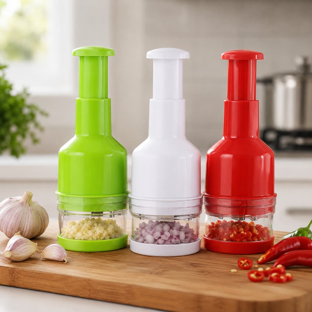 Triturador Picador Lamina Aço Inox Manual de Alimentos Dispenser Para Cebola Alho Vegetais