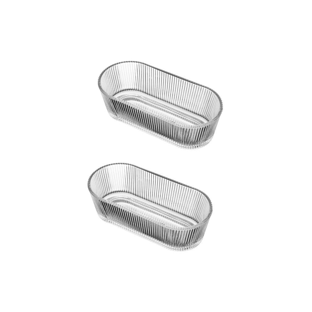 Kit 2 Petisqueiras Vidro Lines 16,5cm Mesa Posta Gourmet