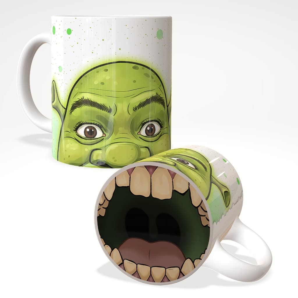 Caneca Shrek Divertida com Bocão Surpresa Presente Criativo Burro Fiona Gato de Botas JURO