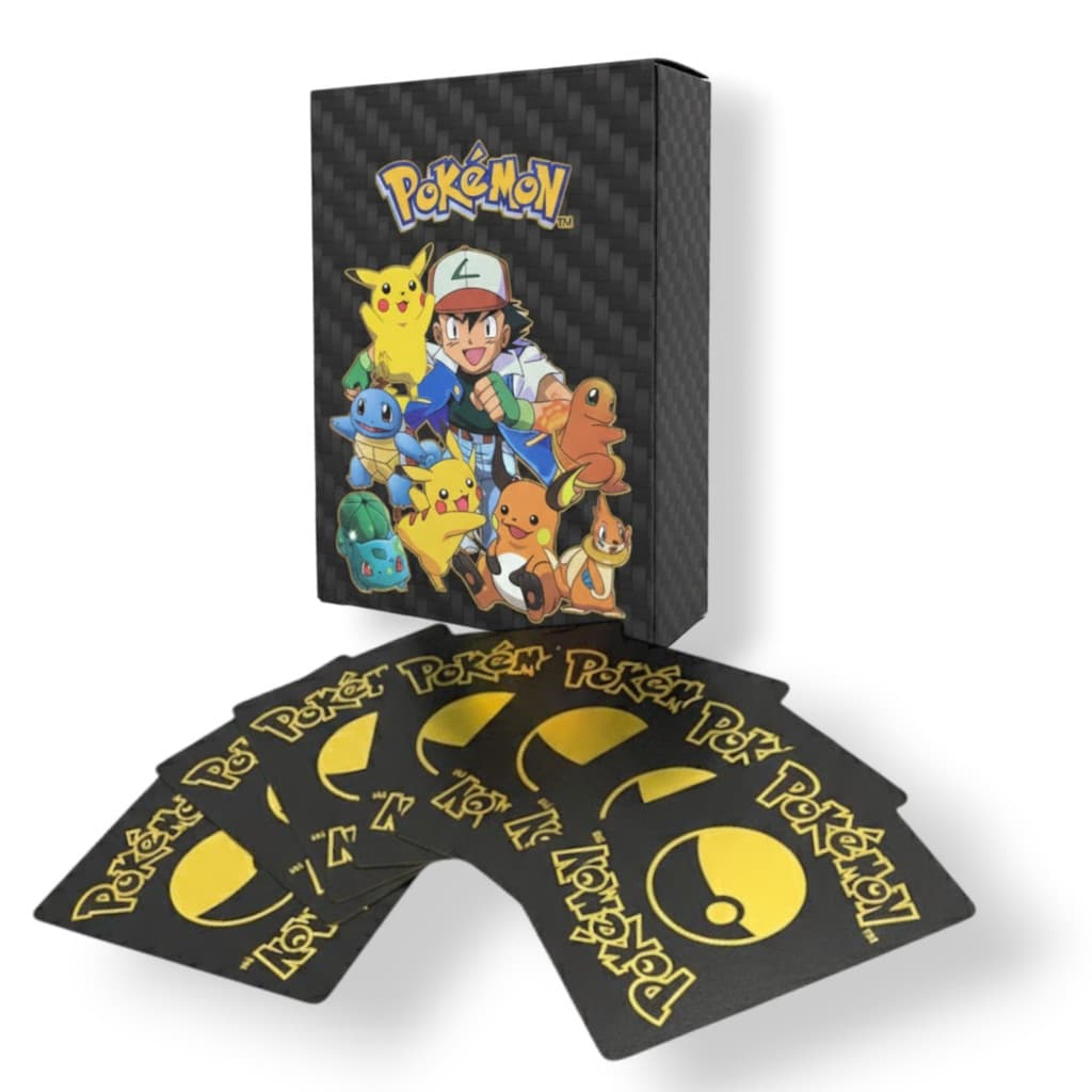 Baralho Pokémon Deluxe Fibra Carbono Preto Dourado (Black)