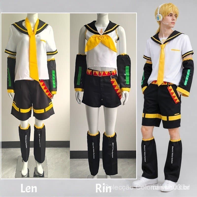Novidades: Fantasia de Cosplay Kagamine Rin Len, Uniforme Escolar JK de Anime para Mulheres e Homens, para Comic Con, Fe