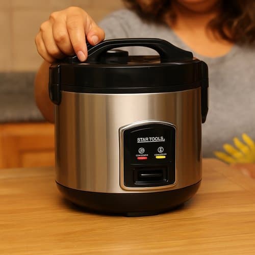 Panela Arroz Eletrica Compacta 1Litro 127V Preta Cozinha Facil Preparo Rapido Legumes