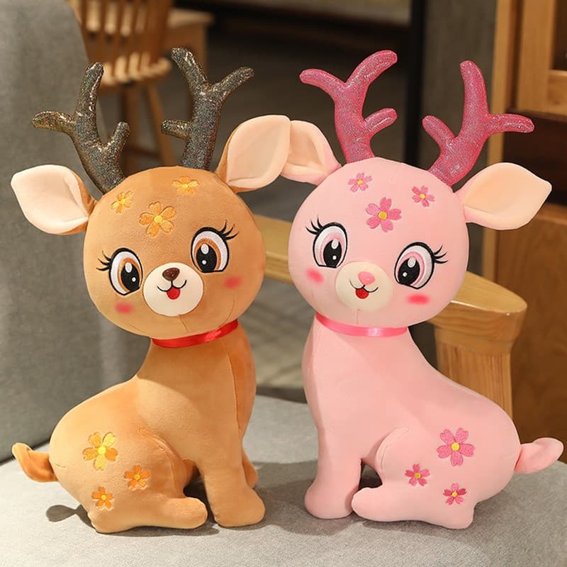 Novo e adorável brinquedo de pelúcia de rena com estampa Starry Sky e Blossom-perfeito para o conforto