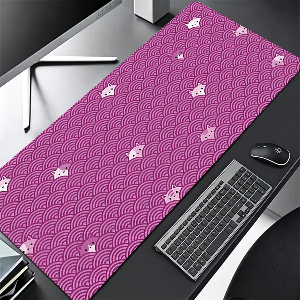 Grande Jogo Mouse Pad Antiderrapante 80X30 CM Impressões Personalizadas Mousepad Costurado Borda Ondulação Gato KK2