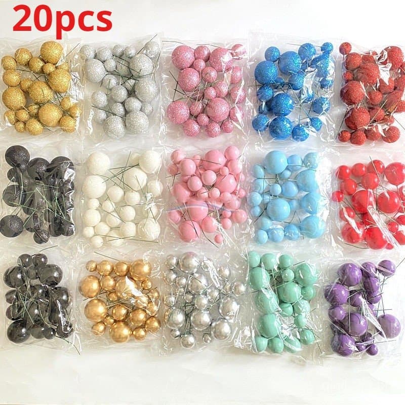 20 Peças 2-4cm Decoração De Bolo Bola De Espuma plug-in É Adequado Para De Casamento De Chá De Bebê De Aniversário
