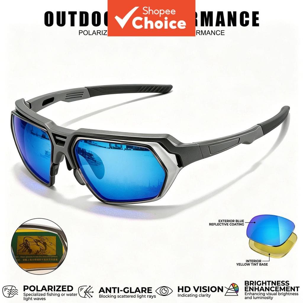 Óculos De Sol Polarizados Para Pesca Uv400 , Lente Azul , Anti-Reflexo , Almofadas De Nariz Ajustáveis , Antiderrapante