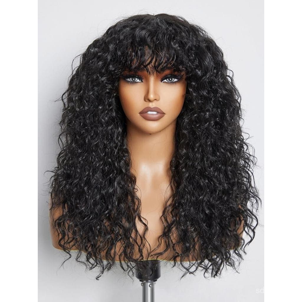 VeraluxBlendShaggyHaircutskCurlyWigwithBangsCraftedwithStyle-ArchiveTechnologyPremiumFiber&RemyHumanHairBlended,Realist