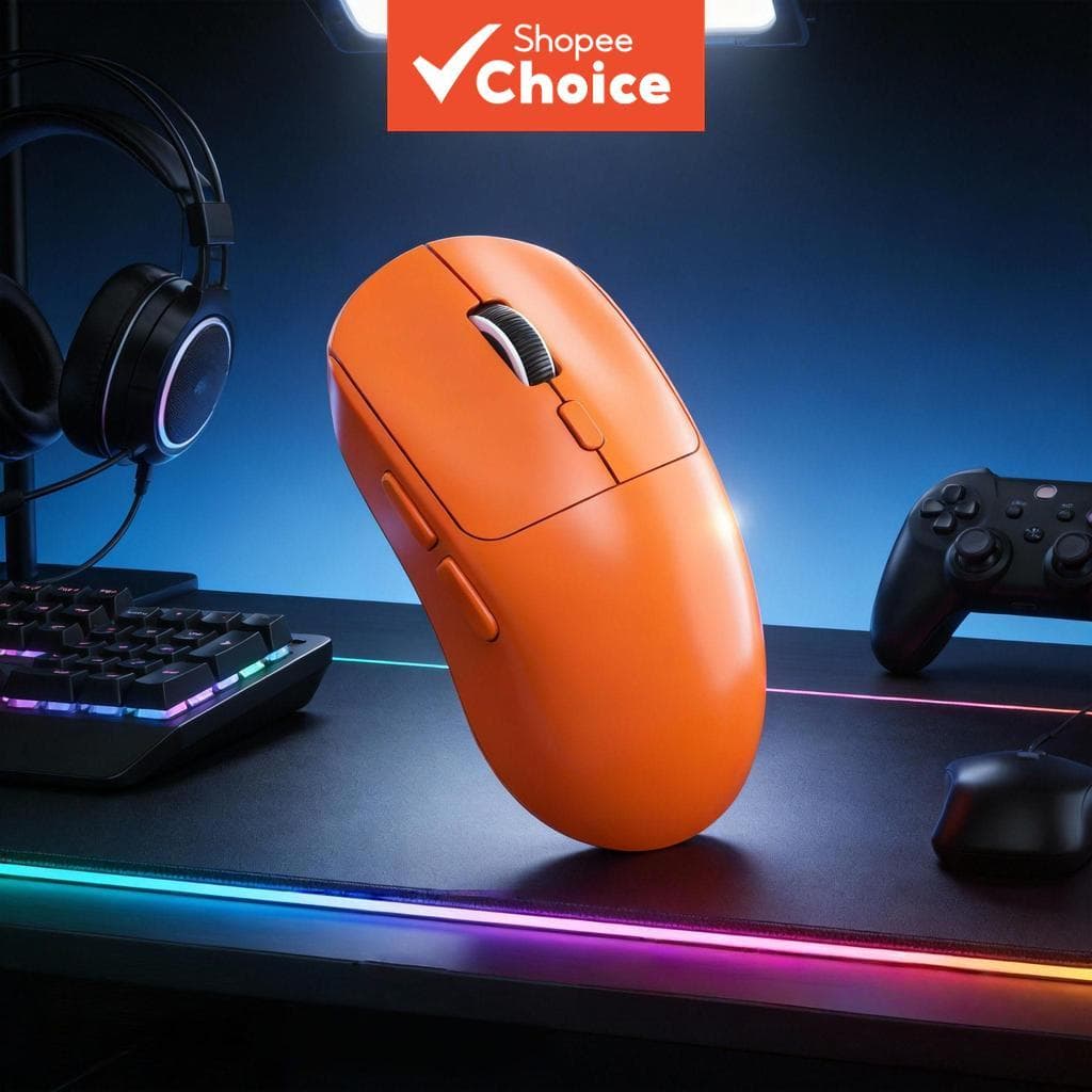Mouse silencioso laranja sem fio com Bluetooth e 2.4GHz - ergonômico, recarregável, longa duração da bateria,