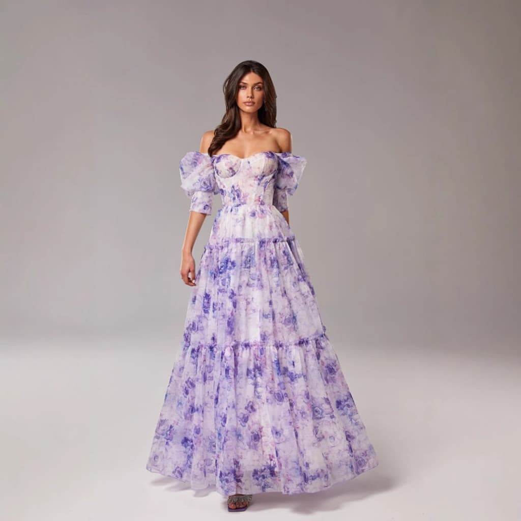 T estilo elegante ombro europeu americano moda vestido exposto 2026 órgão novo estilo longo vestido de noite na moda fem