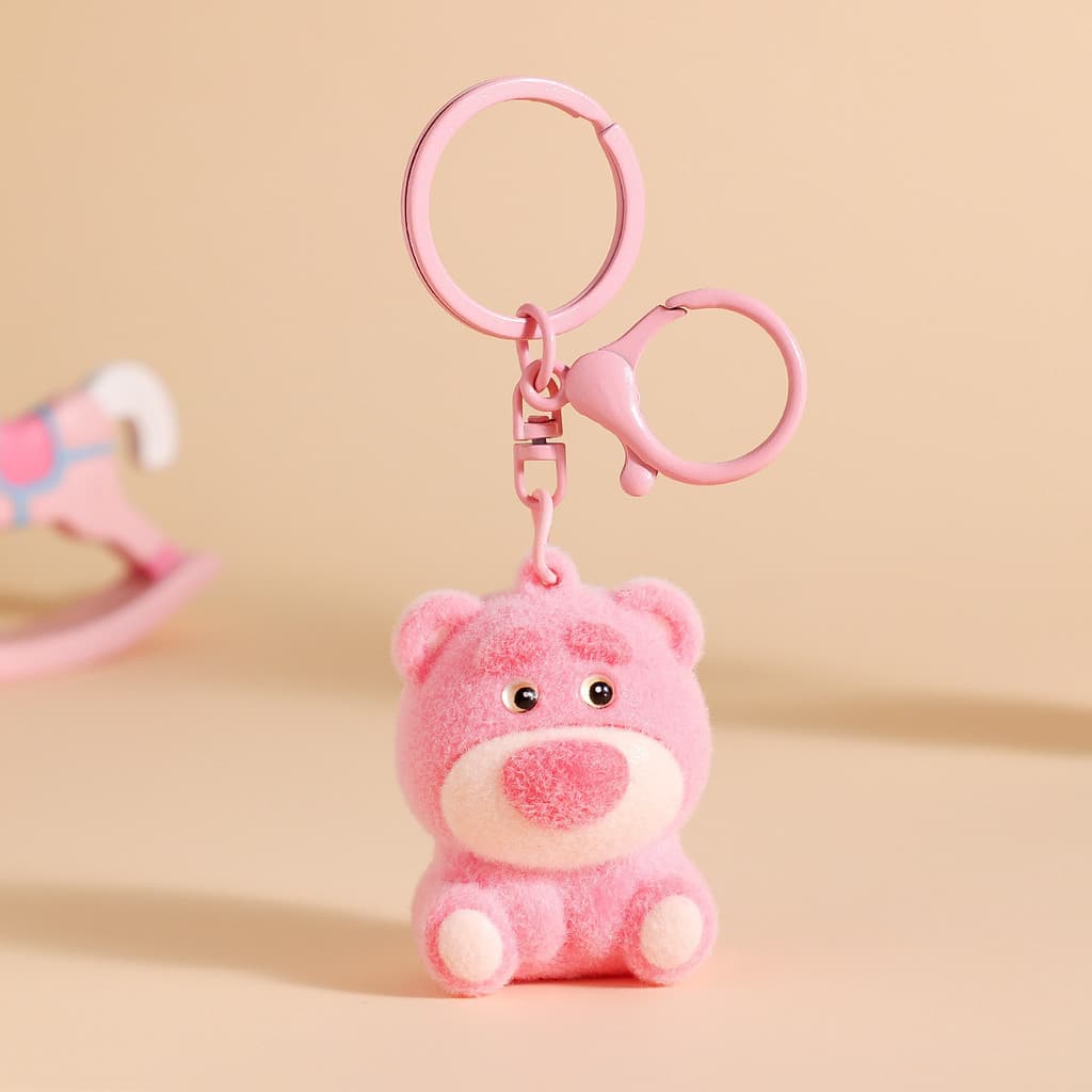 Bonito desenho animado reunindo urso rosa chaveiro bolsa pingente pequeno