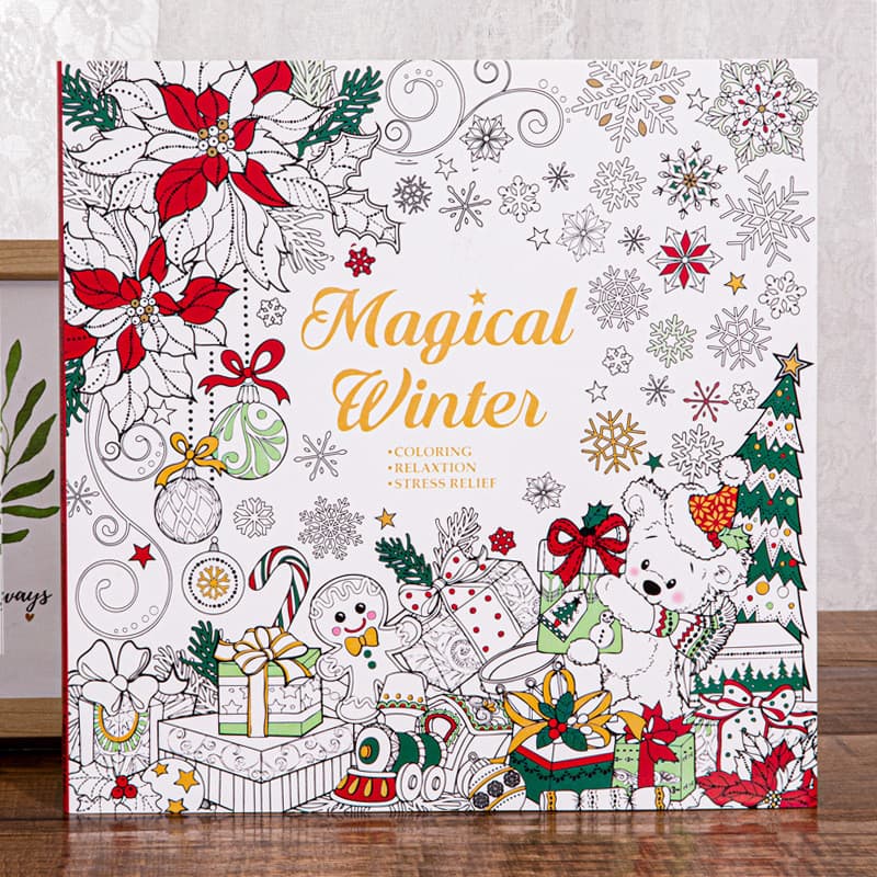 Livro Mágico De Colorir De Inverno Para Adultos E Crianças , Pintura Temática De Férias De Natal De Atividades De Doodle