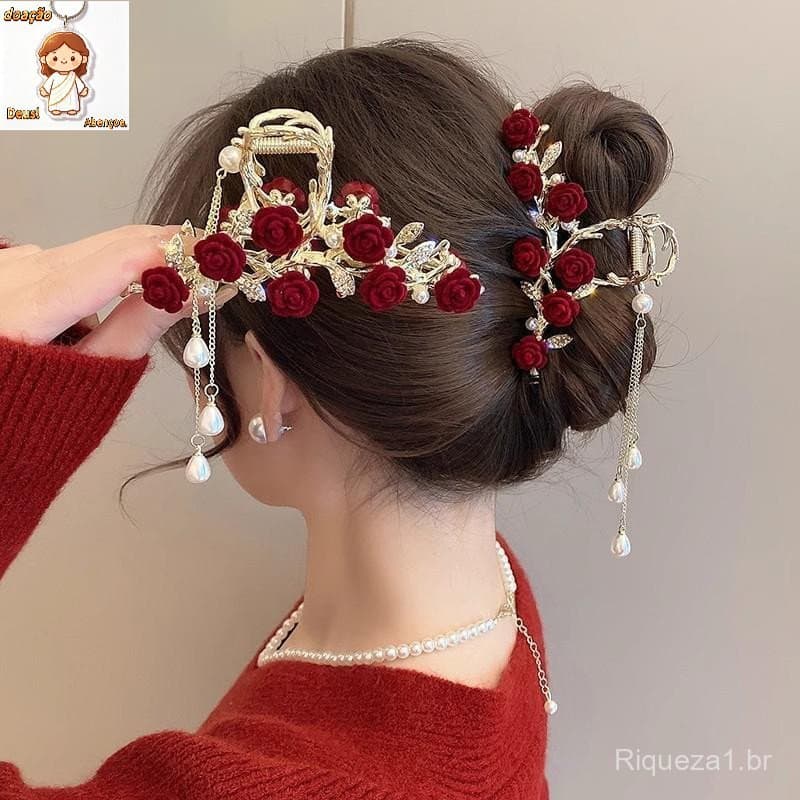 Moda Elegante Rosa sel Garras De Cabelo Para Mulheres Meninas Doce Versátil Clipe Requintado Festa Acessórios O Pres