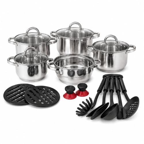 Jogo de Panelas Inox Genebra Kit 19 Peças para Cozinha