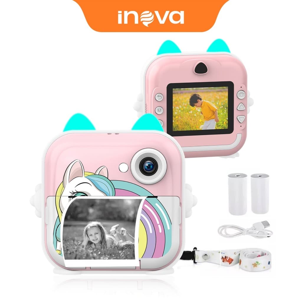 INOVA Câmera Fotográfica Infantil 48MP com Impressora Térmica Instantânea, Gravação de Vídeo e Tela HD