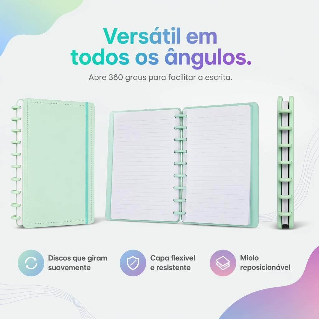 Caderno Inteligente A5/B5 com Discos 80 Folhas | Capa Premium | Reutilizável para Estudos, Trabalho e Planner
