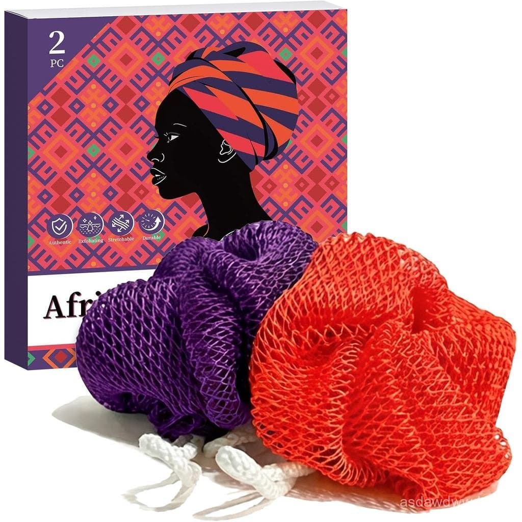 AfricanNetSpongeAutêntico2Packs, Esponja Esfoliante para Uso Diário, Esponja para Costas e Banho para Mulheres e Homens,