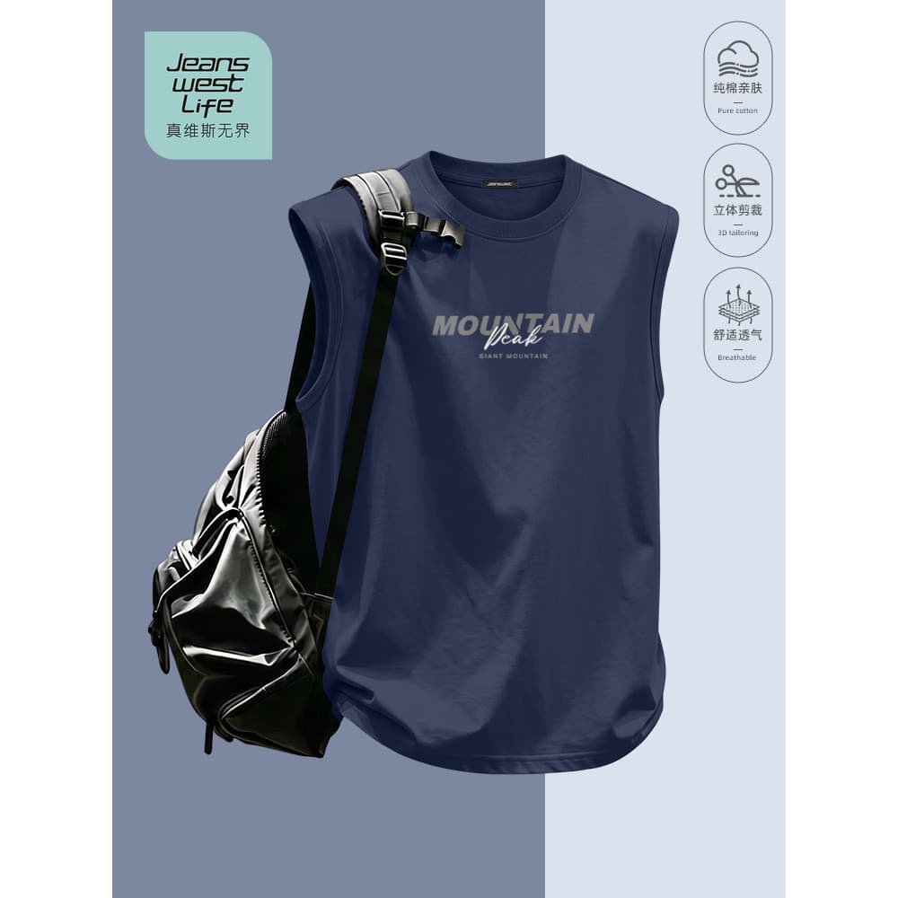 Zhenweisi LIFE americano puro algodão colete masculino verão exterior Wear na moda tamanho grande colete muscular esport