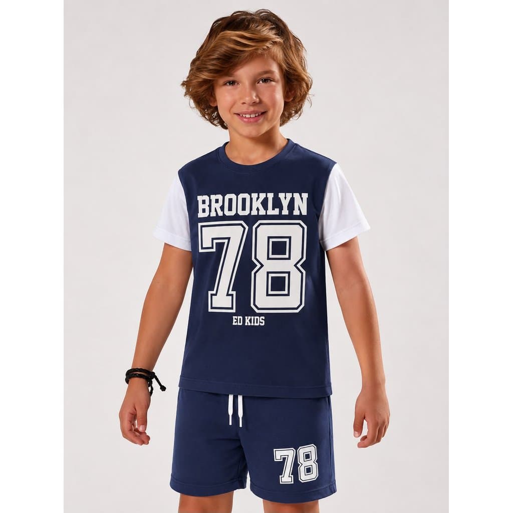 Conjunto Infantil Verão Masculino Brooklyn 78 ED KIDS - Marinho | ED KIDS