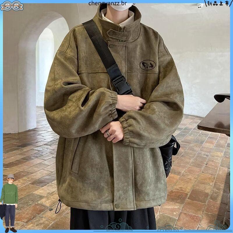 Americano Retro inverno engrossado jaqueta masculina primavera outono inverno 2023 novo estilo jaqueta acolchoada de alg
