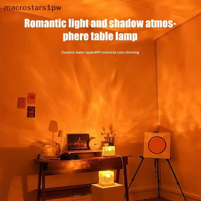 1PC Rotativa Ondulação De Água Atmosfera Lâmpada Dinâmica Quadrada LED Luz Para O Quarto Sala Estar Noite Ambiente