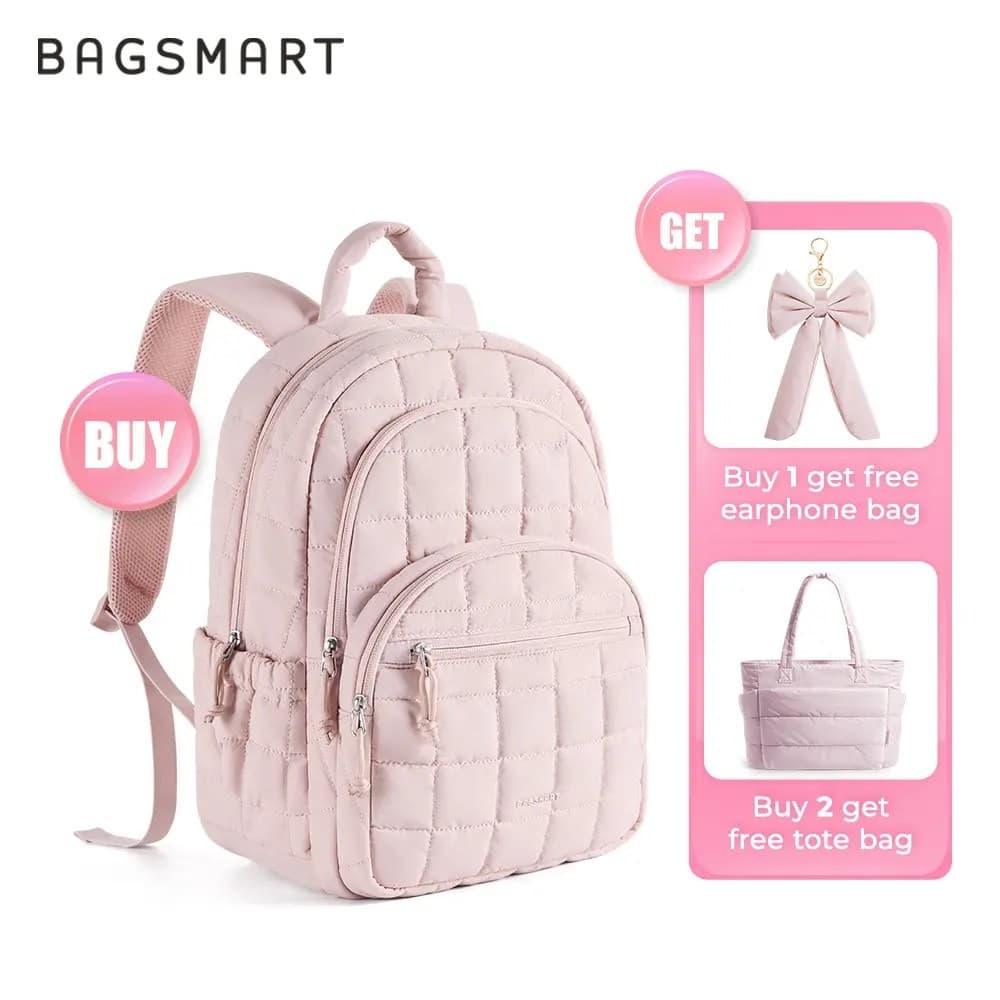 Mochila impermeável para laptop, BAGSMART, 15,6 polegadas, com grandes compartimentos, Mochila Escolar Casual Acolchoada