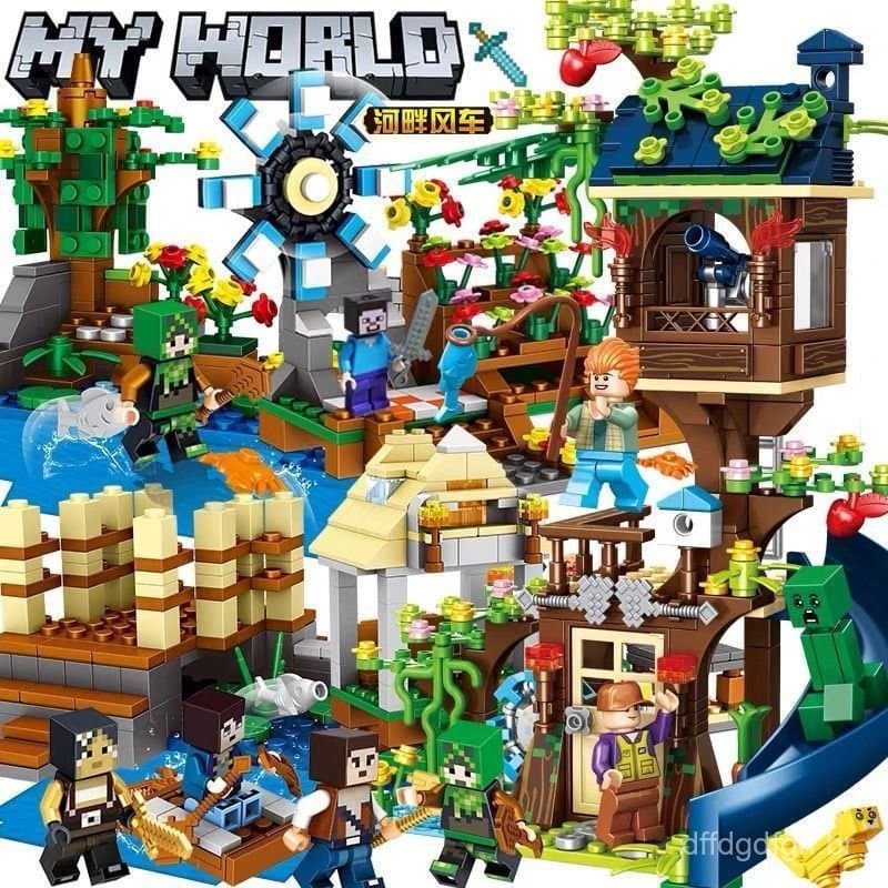 1000 Peças de Blocos de Construção Wind Village Steve Polar Craft, Brinquedo Educativo Compatível com Lego