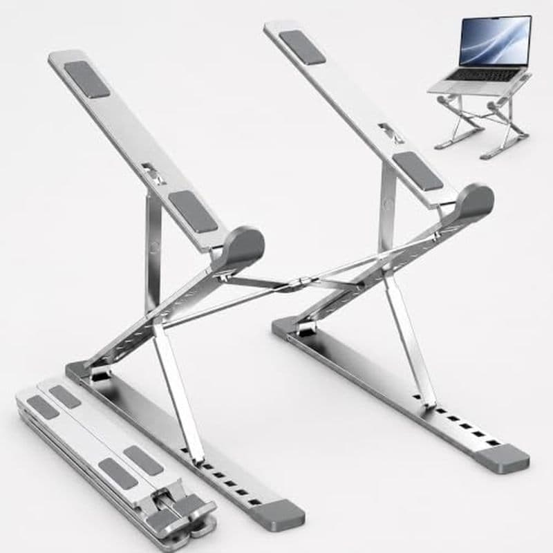Suporte Para Laptop Mesa , Riser Dobrável Portátil Ajustável , Cinza | 15 Configurações De Altura , Antiderrapante E Um