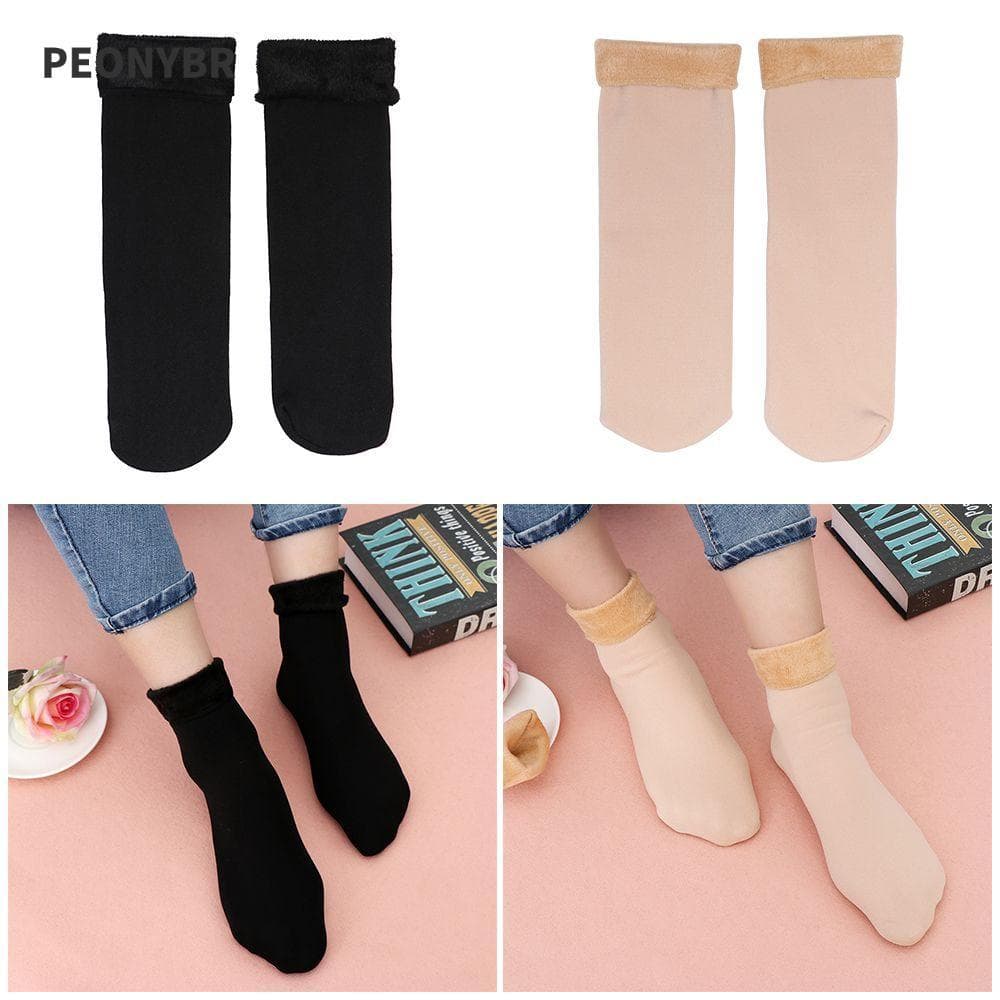 PEONYHOME Meias De Lã Femininas Para Casa Meia Térmica De Veludo