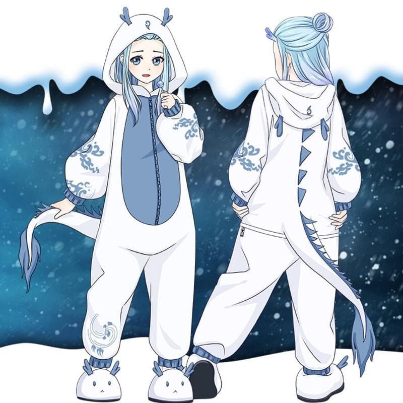 Pijama de Uma Peça Dragão Branco Dinossauro Ano Novo Anime Itachi Roupa de Dormir