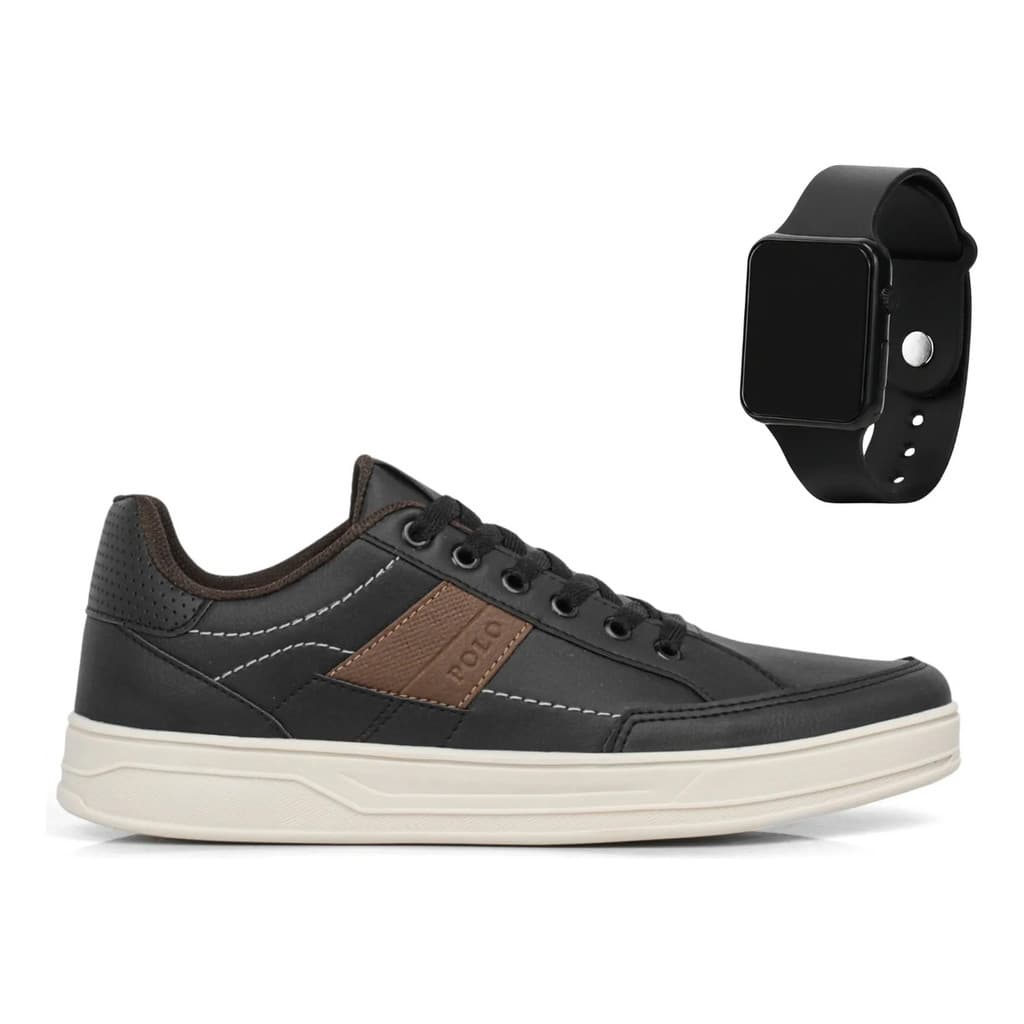 Kit Tênis Sapatênis Masculino Casual Esporte + Relógio
