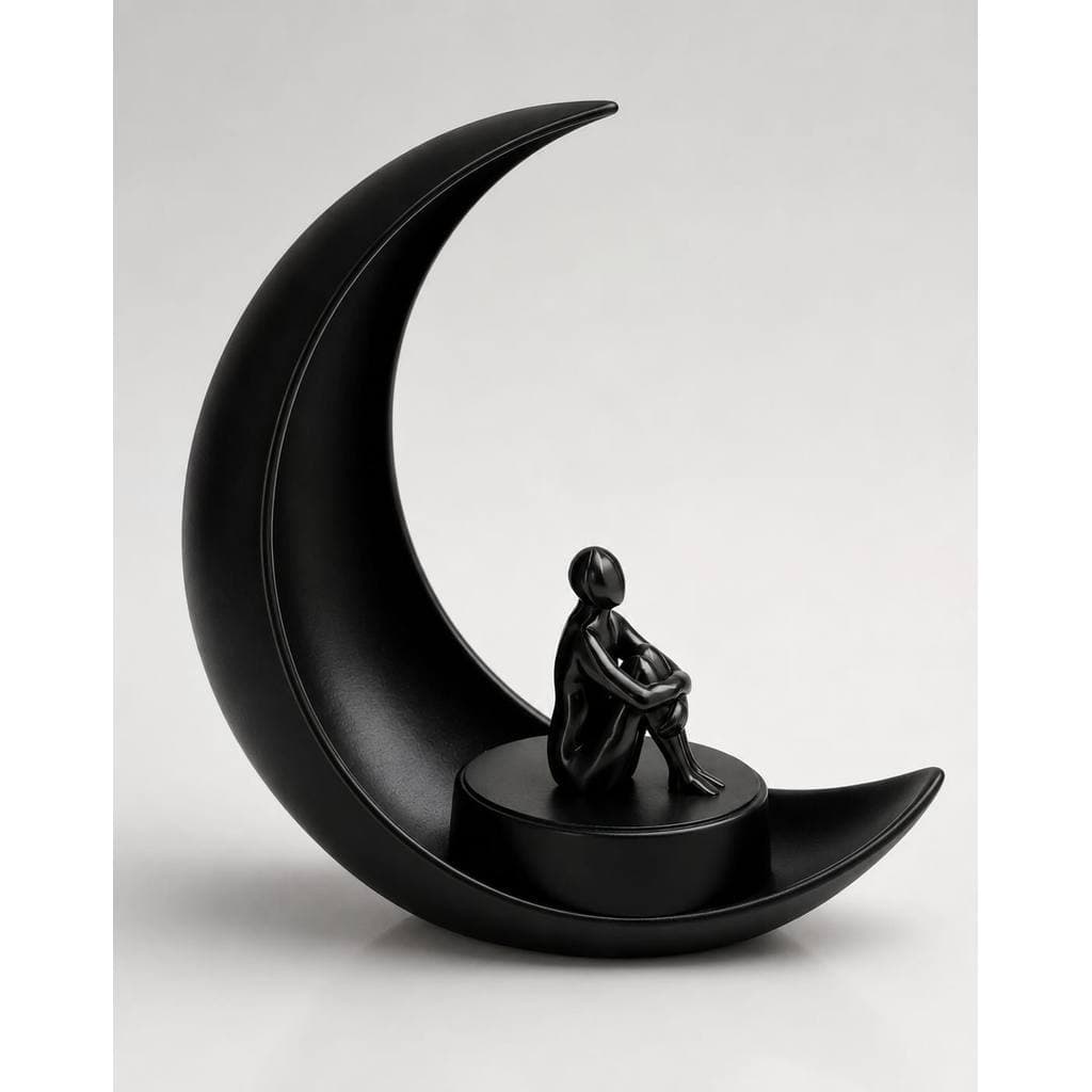 Escultura Minimalista Decorativa Mulher na Lua Moderno