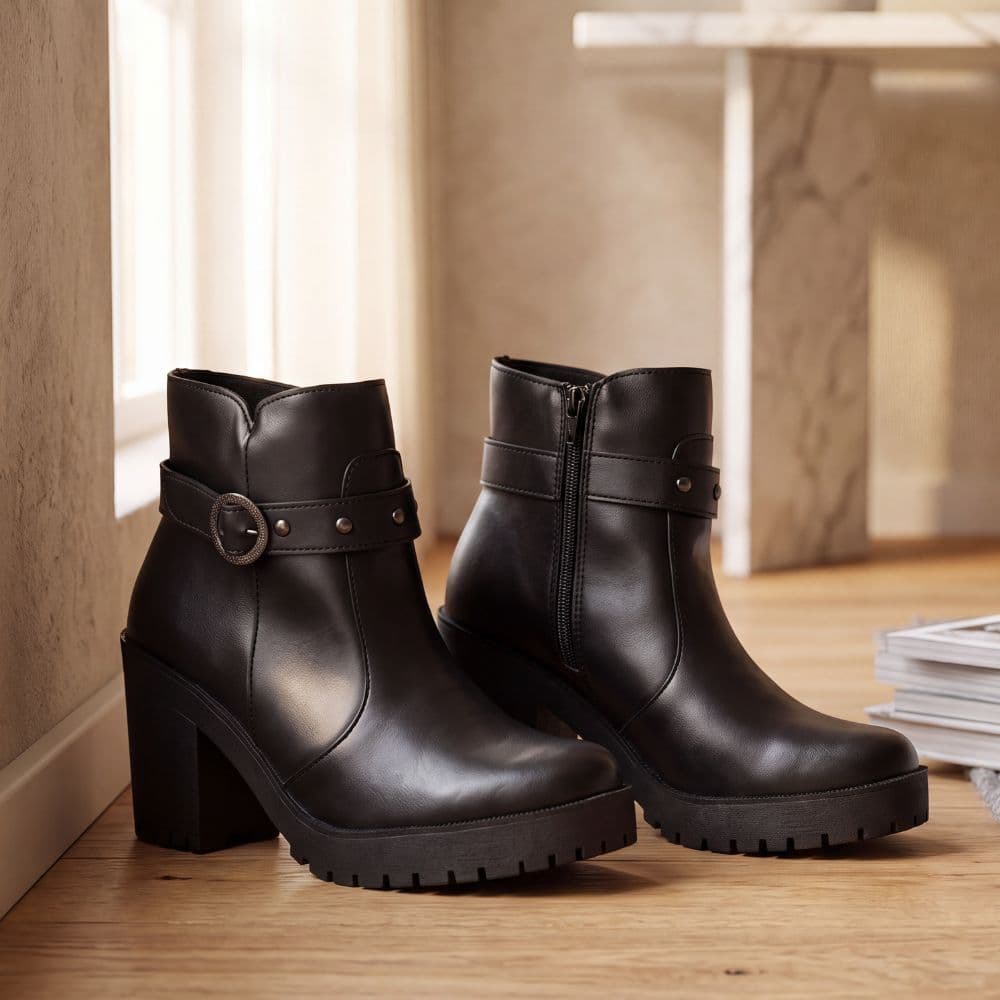 Bota Feminina Tratorada Coturno Salto Alto Bota Macia Feminina Cano Curto