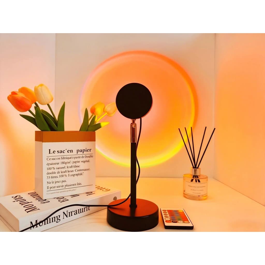 Projetor de Luz Sunset Lamp, Versão Atualizada 180 °   Luz de atmosfera rotativa com 16 cores RGB, lâmpada de pôr do sol