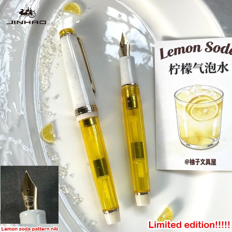 Edição Limitada Lemon Soda Series JINHAO 82 Caneta Tinteiro Limão Padrão EF F Nib De Caligrafia Material Escolar Papelar