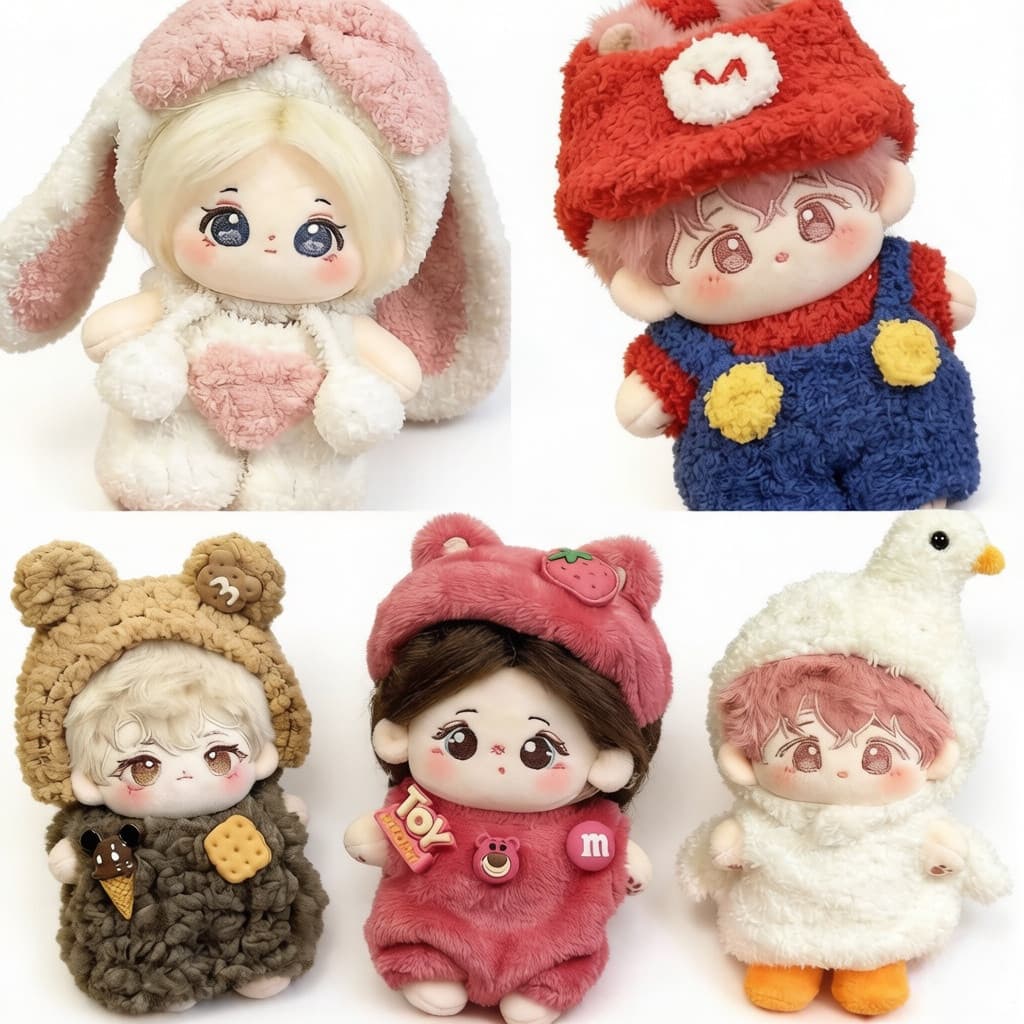 Conjunto de Roupa para Boneca de Algodão de 10cm, Fantasia de Coelho Mario 1L7Y