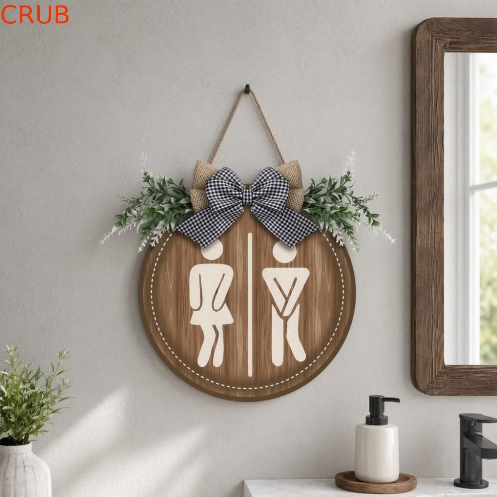 Placa De Sinal De Banheiro Cub , Arte De Parede De Guirlanda , Decorativa Retrô Suspensa De Fazenda