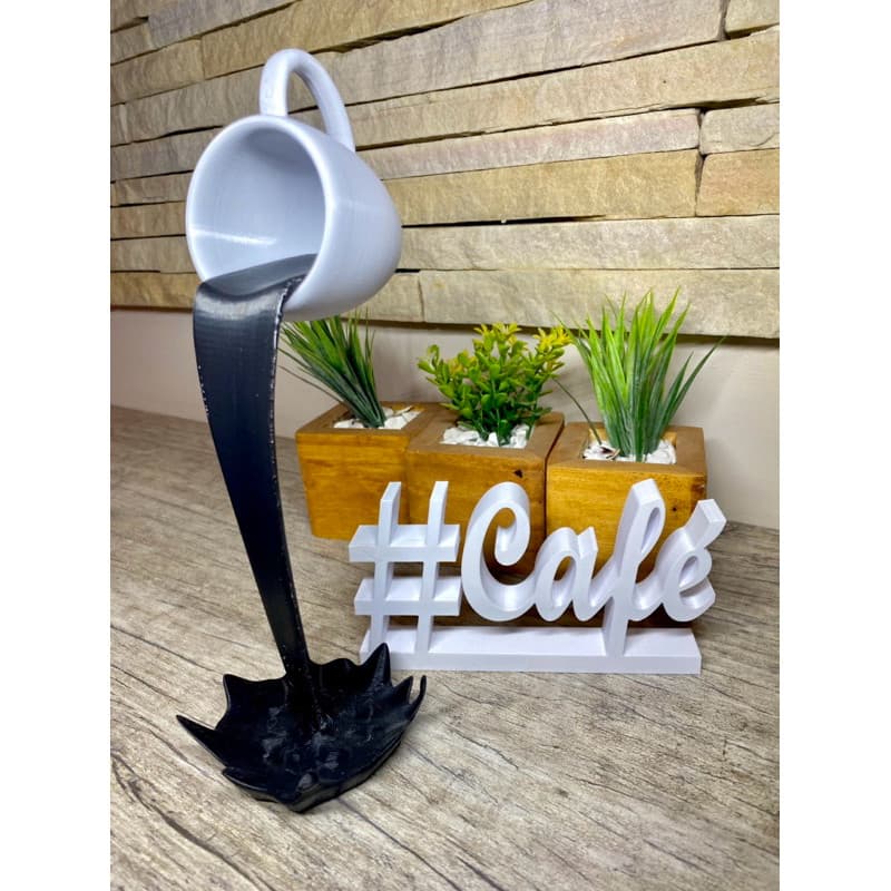 Decoração para o cantinho do café Kit Xícara Flutuante + palavra em 3D Café